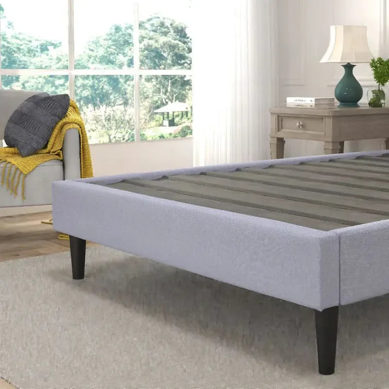 Contemporary Grey Upholstered Platform Bed