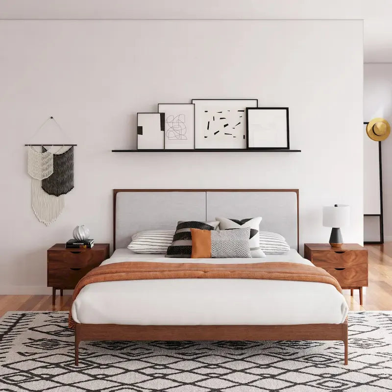 Queen Size Bed with Low-Profile Platform Frame