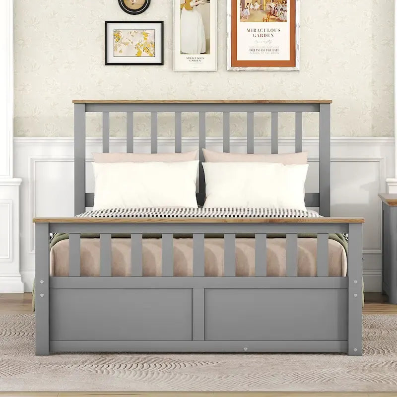 Platform Bed with 2 Drawers and Wooden Slat Support