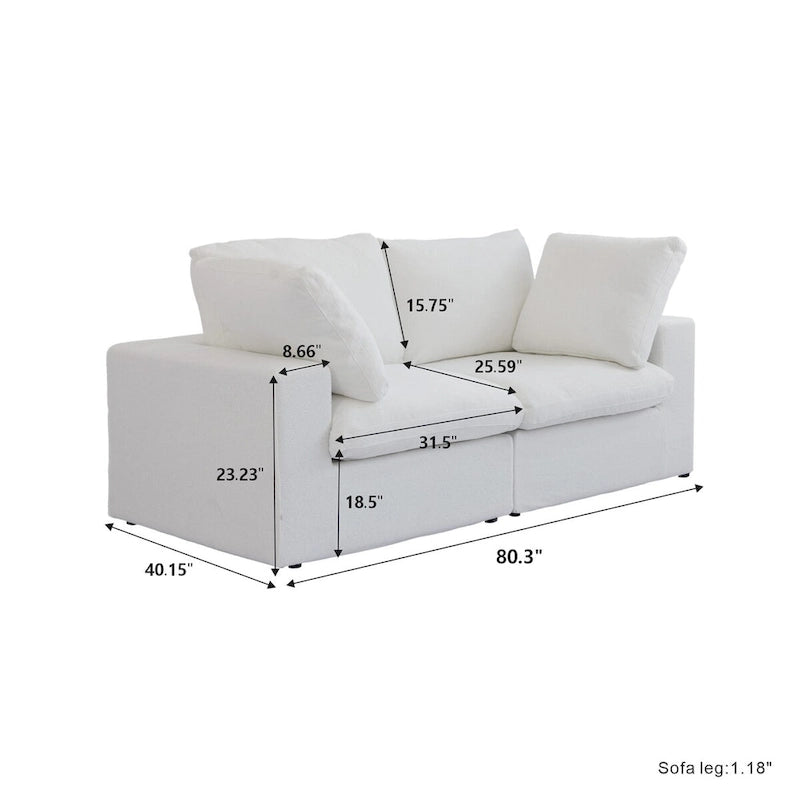 2-Seater Sofa Couch with Pillows for Living Room