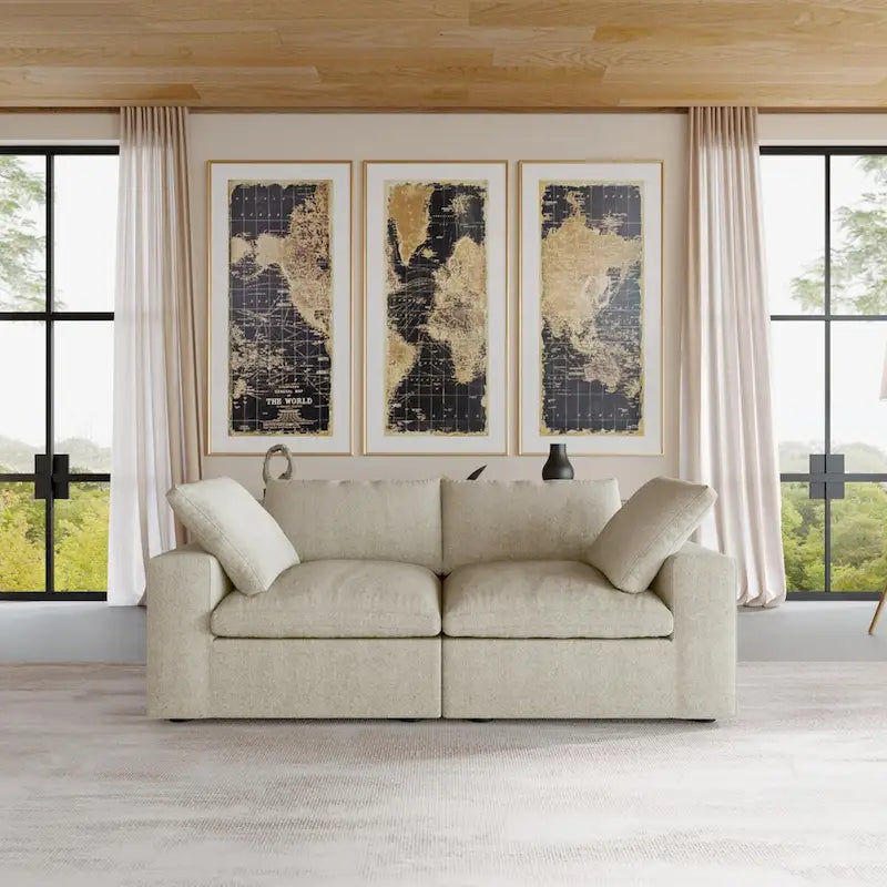 2-Seater Sofa Couch with Pillows for Living Room