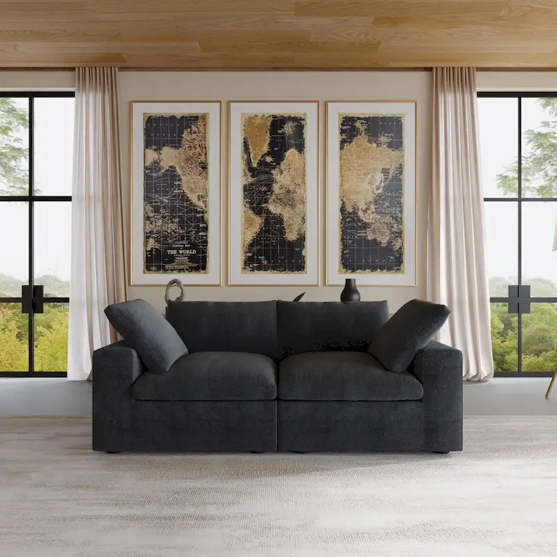 2-Seater Sofa Couch with Pillows for Living Room