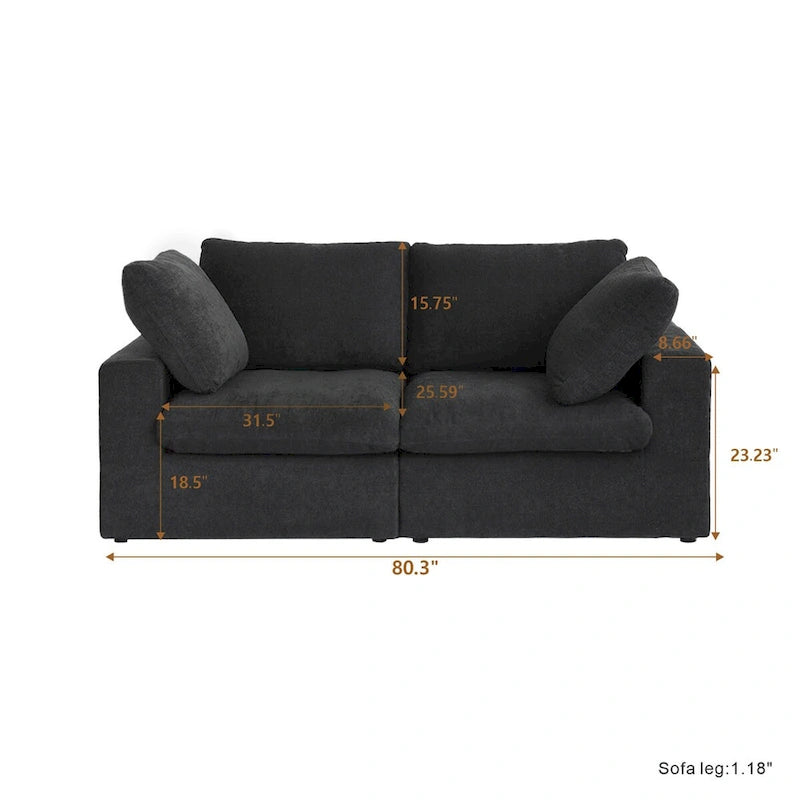 2-Seater Sofa Couch with Pillows for Living Room