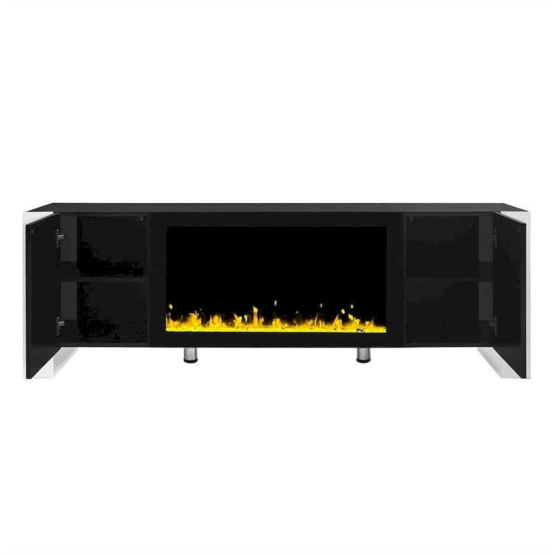 TV stolek s elektrickým krbem 34 palců a skříňkami