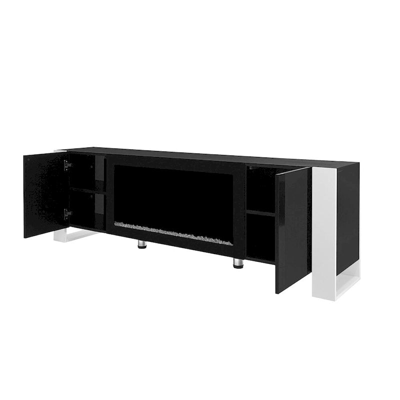 TV stolek s elektrickým krbem 34 palců a skříňkami