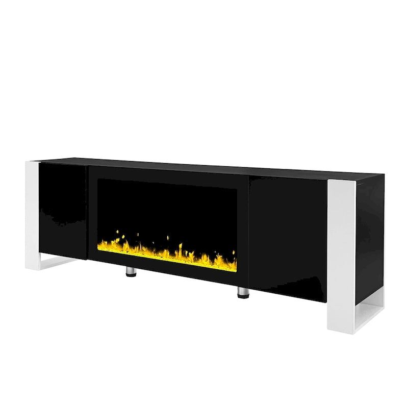 TV stolek s elektrickým krbem 34 palců a skříňkami