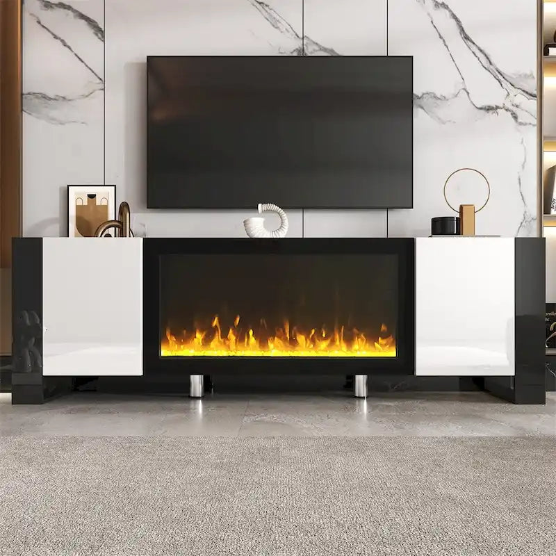 TV stolek s elektrickým krbem 34 palců a skříňkami