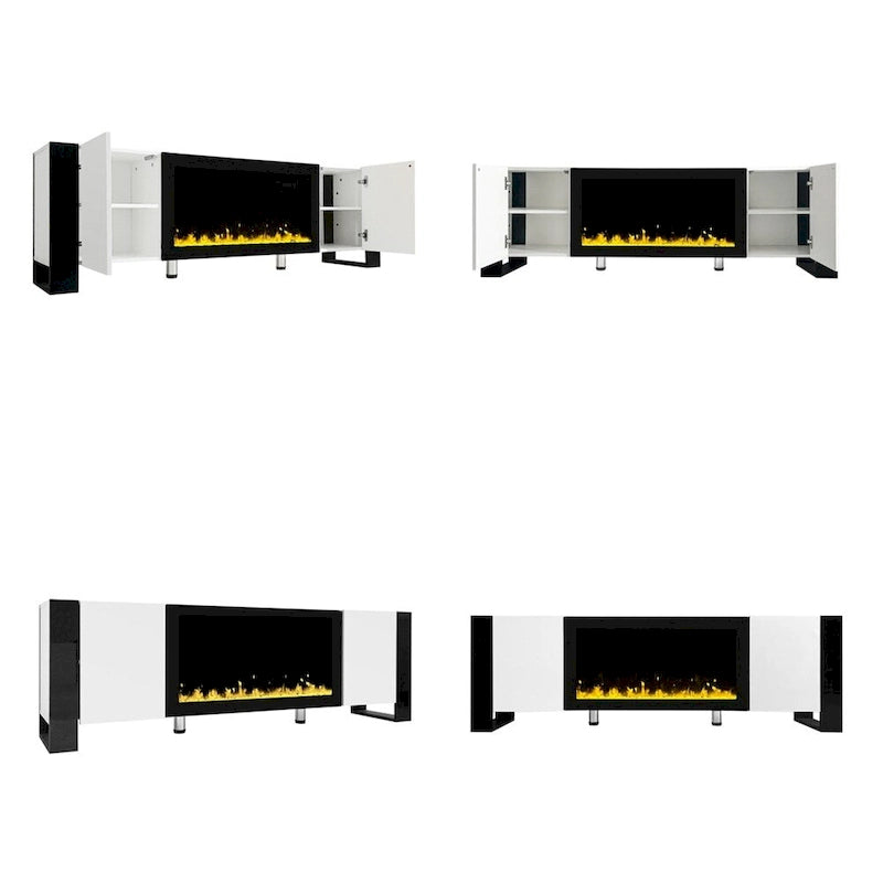 TV stolek s elektrickým krbem 34 palců a skříňkami