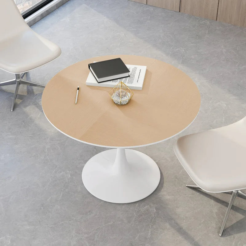 Modern Round Dining Table with Metal Base