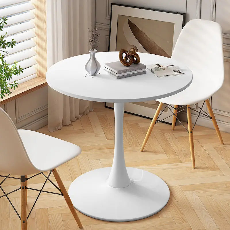 Modern Round Dining Table with Metal Base