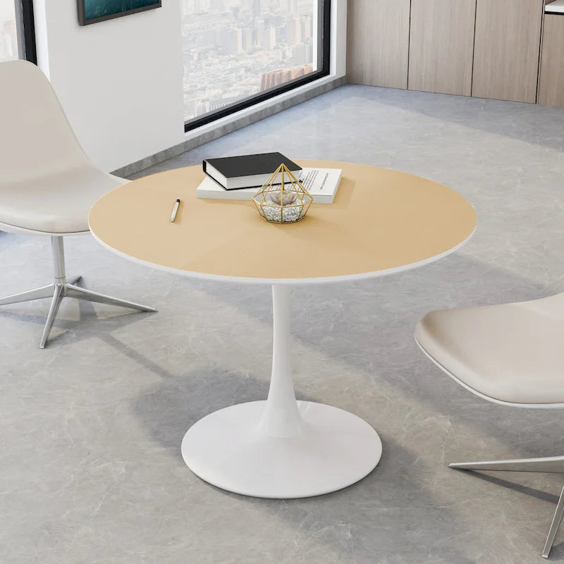Modern Round Dining Table with Metal Base