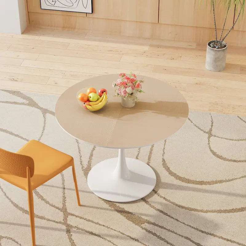 Modern Round Dining Table with Metal Base