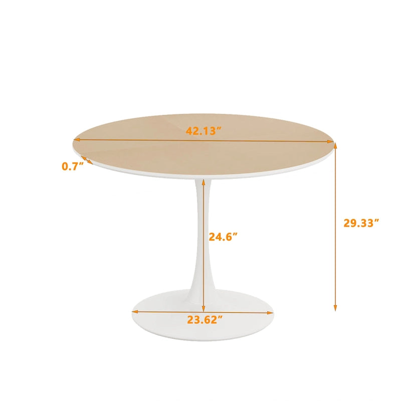 Modern Round Dining Table with Metal Base
