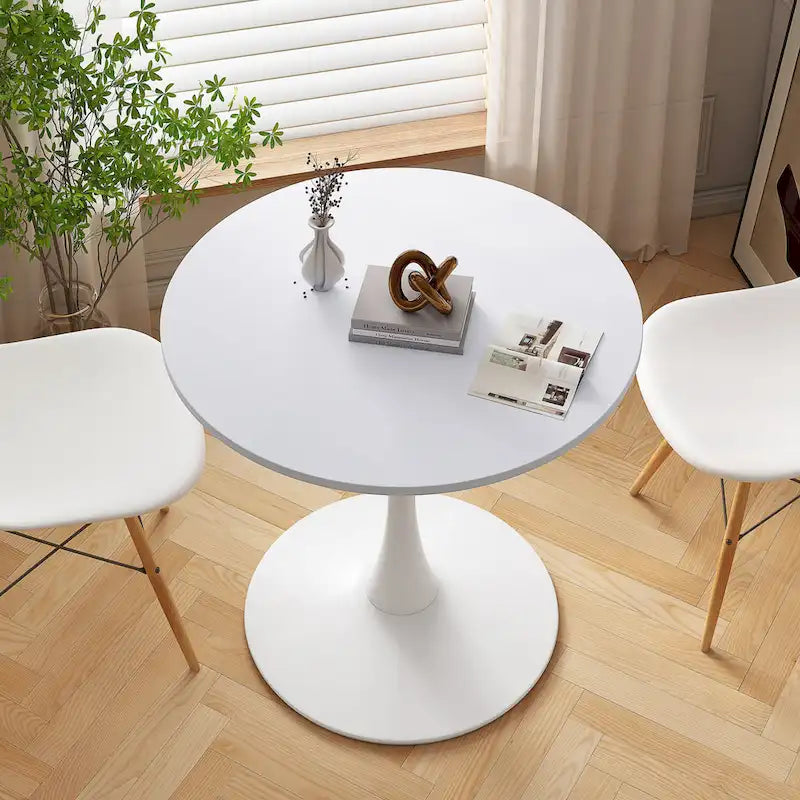 Modern Round Dining Table with Metal Base