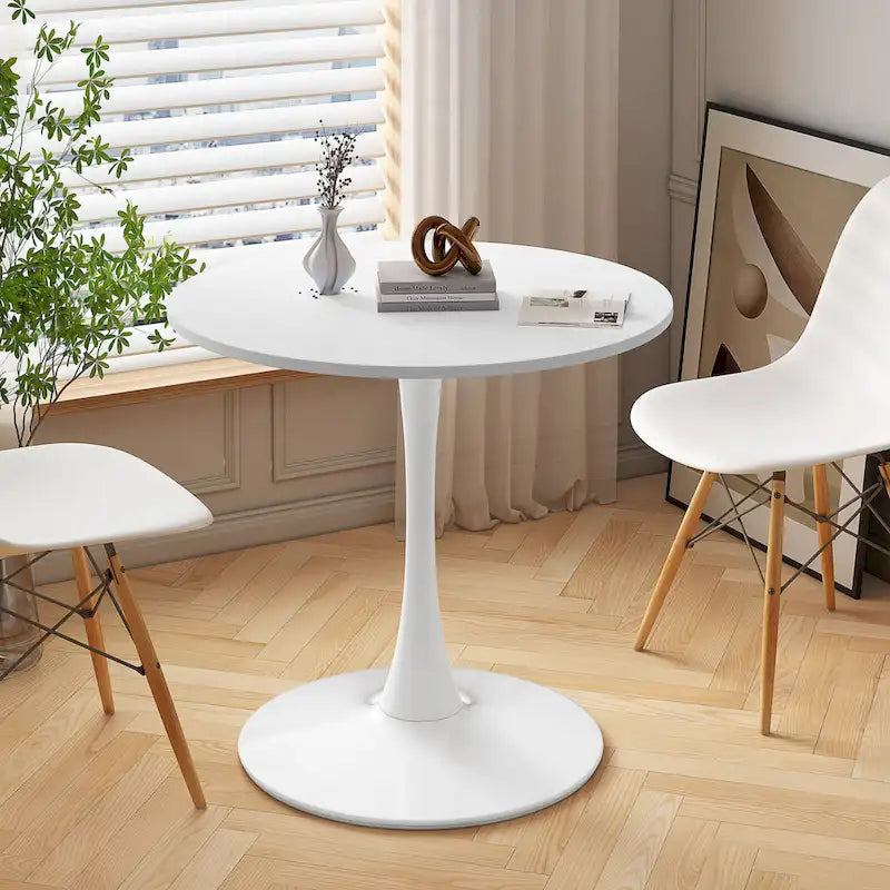 Modern Round Dining Table with Metal Base