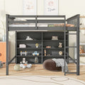Full Size Loft Bed with 8 Storage Shelves and Built-in Ladder