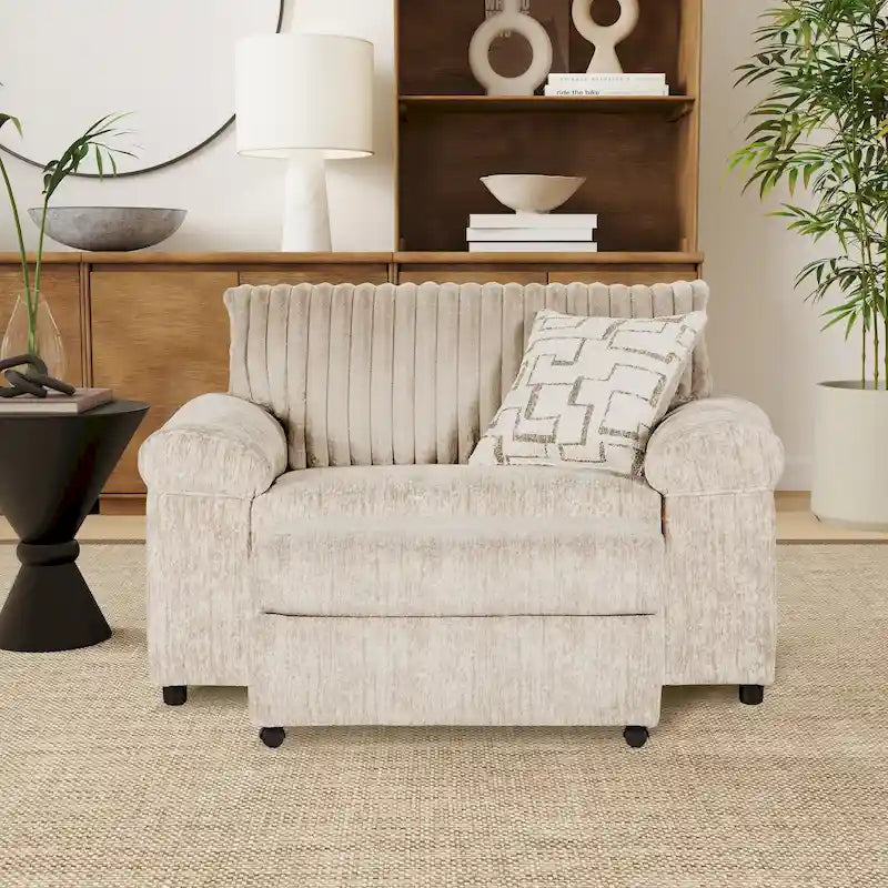 Wide Wale Corduroy Cuddle Chair and Ottoman Set
