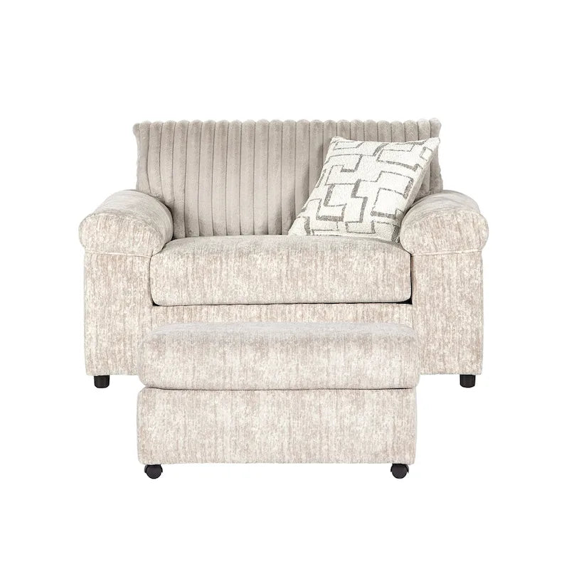 Set aus Kuschelsessel und Hocker aus Breitcord