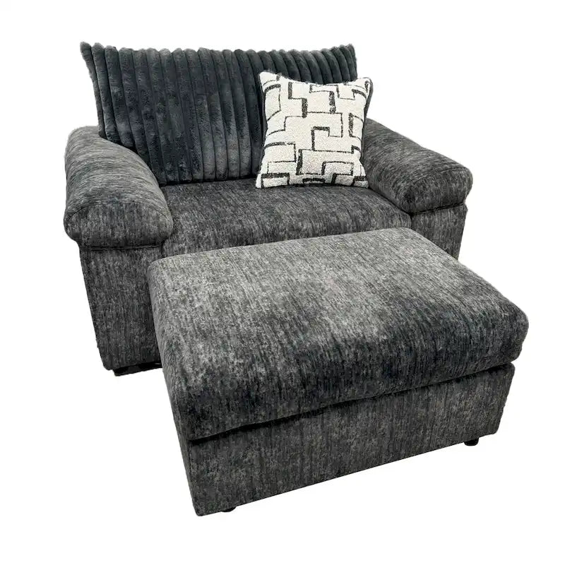 Set aus Kuschelsessel und Hocker aus Breitcord
