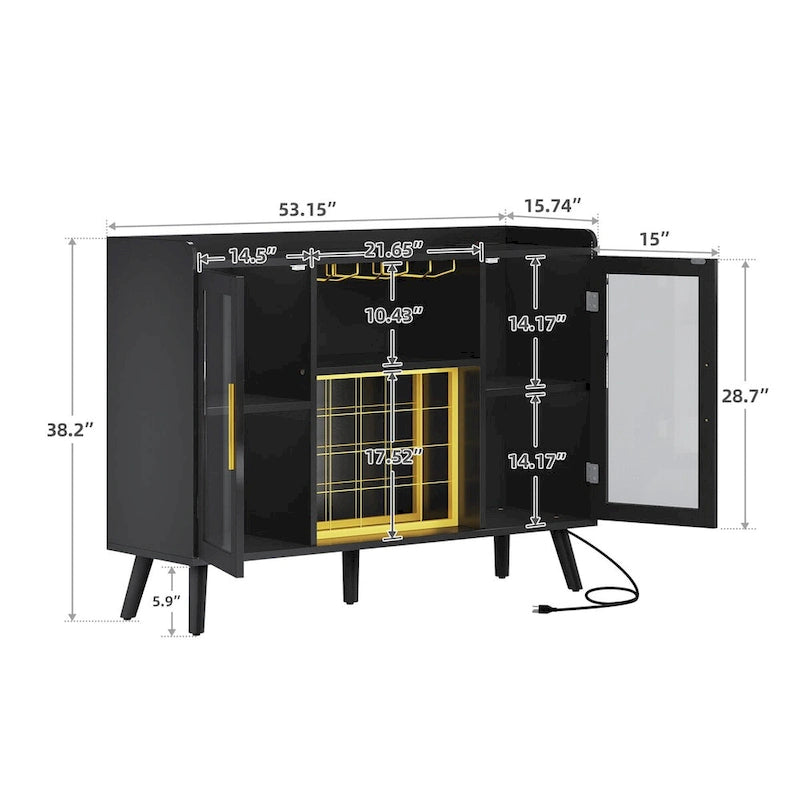 53" Wine Bar Cabinet with LED Lights & Power
