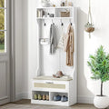 67" 3-in-1-Garderobe mit Schuhbank und Kleiderständer, 4 Haken und 6 Fächern für den Eingangsbereich