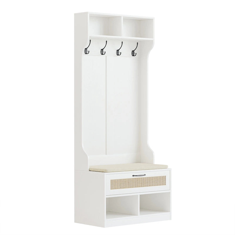 67" 3-in-1-Garderobe mit Schuhbank und Kleiderständer, 4 Haken und 6 Fächern für den Eingangsbereich