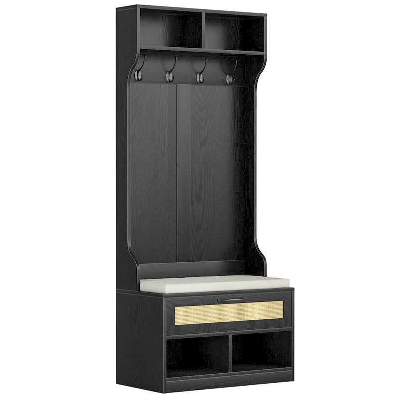 67" 3-in-1-Garderobe mit Schuhbank und Kleiderständer, 4 Haken und 6 Fächern für den Eingangsbereich